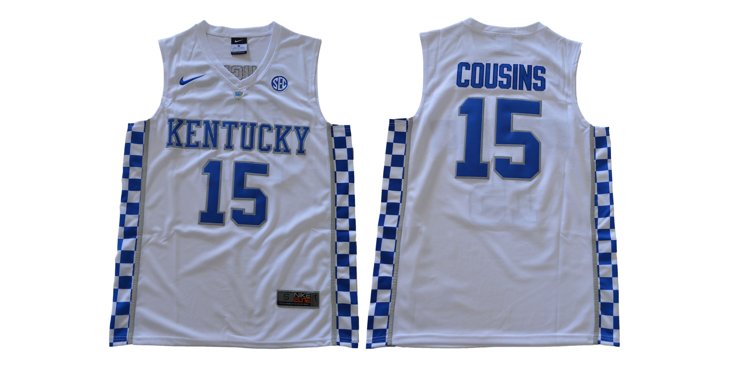 Men Kentucky Wildcats #15 Cousins White NBA NCAA Jerseys